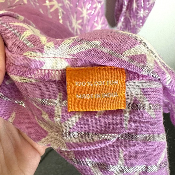 Oliphant Tiered Balloon Sleeve Star Print Dress Purple Size S - Picture 7 of 8